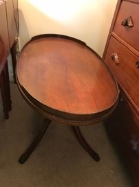 #21	Harp Oval Coffee Table on Pedistal   36x20x18	 $75.00 	
