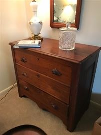 #22	Antique 3 drawer Chest of Drawers (as is handles - have handles) 37x19x32	 $125.00 	