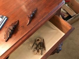 #22	Antique 3 drawer Chest of Drawers (as is handles - have handles) 37x19x32	 $125.00 	