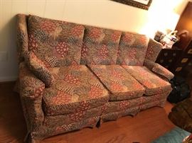 #26	Coral type design rose/green cream sofa 83" Long	 $75.00 	