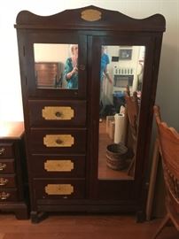 #37	Antique Wardrobe w/4 drawers  38x17.5x65	 $75.00 	