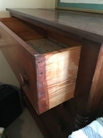 #56	4 drawer chest of drawers Primitive w/spindle Sides 37x20x43	 $200.00 	