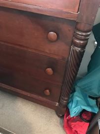 #56	4 drawer chest of drawers Primitive w/spindle Sides 37x20x43	 $200.00 	