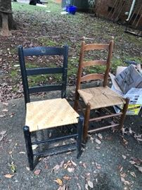 #74	Ladder Chair w/basket weave chairs  (2)   $30 each	 $60.00 	