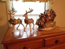 #97	Fitz And Floyd Santa with Sleigh and 2 reindeers	 $140.00 	