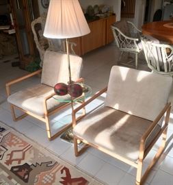 Brickel Carved wood framed lounge Arm Chairs