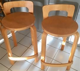 Artek Bent Birch counter height stools designed by Alvar Aalto
