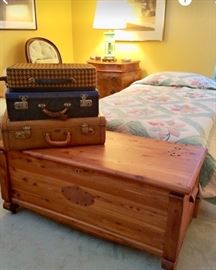 Cedar chest & vintage suitcases