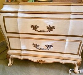 Antique white with gold trim night stand. 