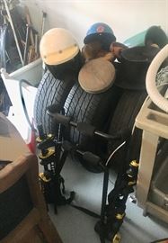 Car bike carrier
2 truck tires
1 trailer tire