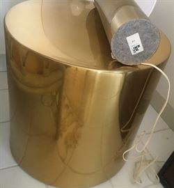 Mid Century Paul Mayen Brass Cylinder Drum Table
