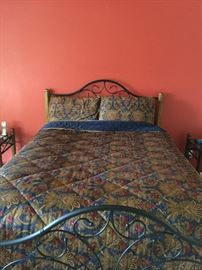 Queen bed, metal foot board  and head board,   frame and mattress