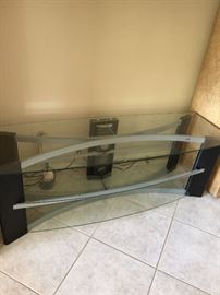 TV stand, 3 glass  shelves
