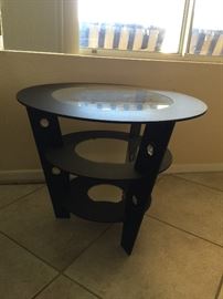 Wooden/glass top 3 tier table