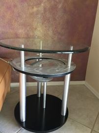 Round glass top accent table