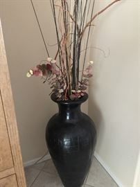 Decorative black vase  approx  32 inch ht