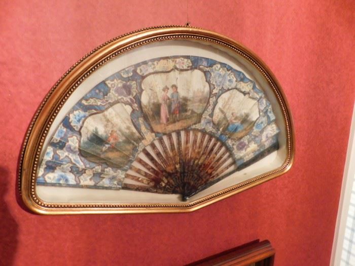 antique framed fan