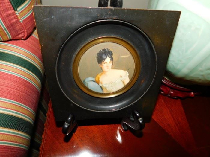 framed miniature portrait of a woman