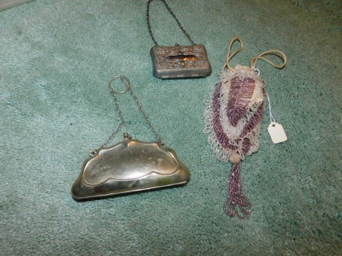vintage beaded and metal purses