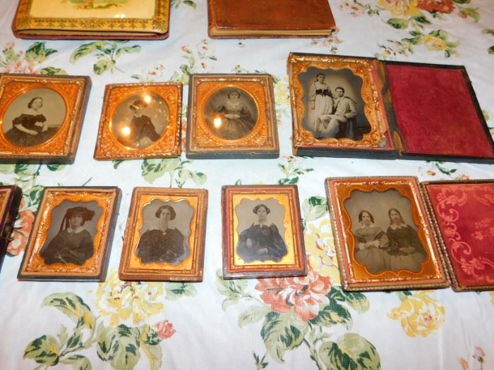collection of miniature framed portraits