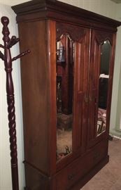 Antique mirrored English oak break down wardrobe 