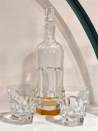 Baccarat Decanter with Amber crystal base - with matching glasses
