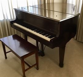 Hardman Baby Grand Piano. Needs tuning/cleaning. Serial #83,500 (1915-1920).
