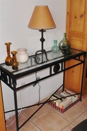 Black metal and glass sofa/entry table