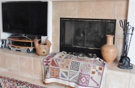 Samsugn 55" TV. Pottery, textiles