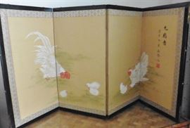 Small 4 panel Asian screen...hens and chicks