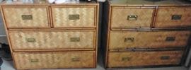 Pair of woven bamboo dressers