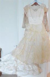 1950's wedding dress with hoop skirt plus two more vintage dresses