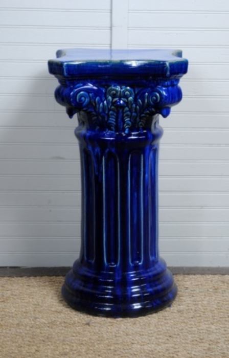 Cobalt Glazed Pedestal Garden Stool, $225