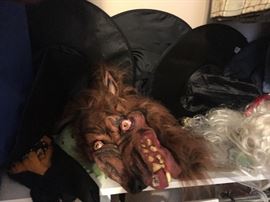 Large Collection of Halloween Masks, Witch Hats & Wigs