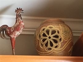 Metal Rooster 
Pottery Urn