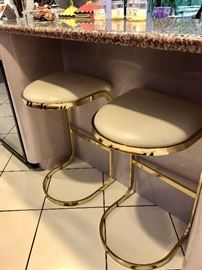 Pair cantilevered vintage Bar stools 