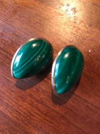 14k gold and malachite earings