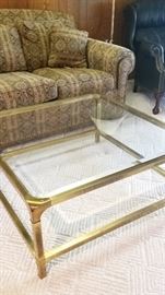 Brass & Beveled Glass Square Coffee Table