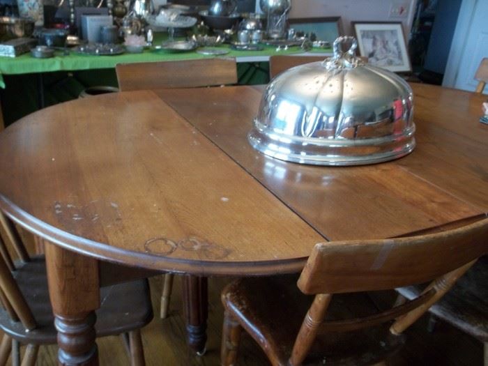 table with 2 more leaves & silverplate dome