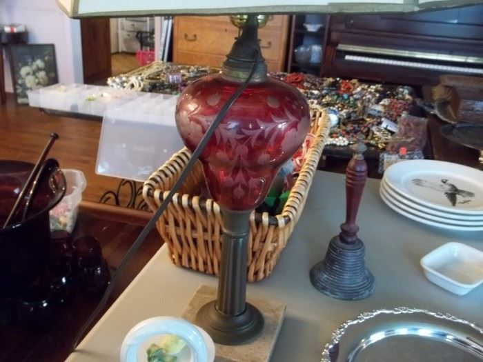 cranberry glass lamp-1 of 2