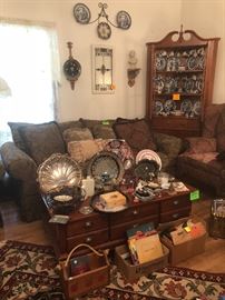 Craftmaster oversized sofa, like new-coffee table, corner hutch