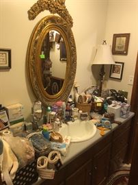 mirror, lamp, health and beauty items