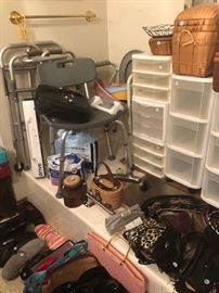 storage containers, , grab bar, folding walkers, shower chair, bedside commode, ladies handbags, 