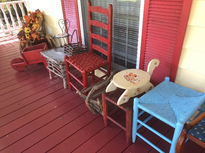 ladder back chairs, fall decor