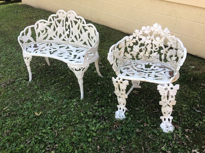 wrought iron loveseat and chair