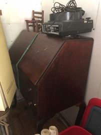 vintage secretary desk-as found, slide projector