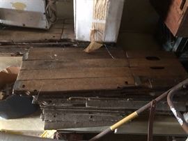 Many antique wood folding crates 