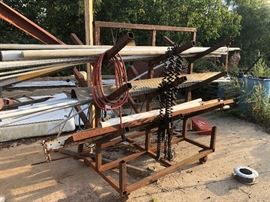 Pipe rack on wheels.