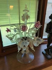 Magnificent Murano 1950's Art Glass Epergne Lamps with Aventurine