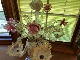 Magnificent Murano 1950's Art Glass Epergne Lamps with Aventurine